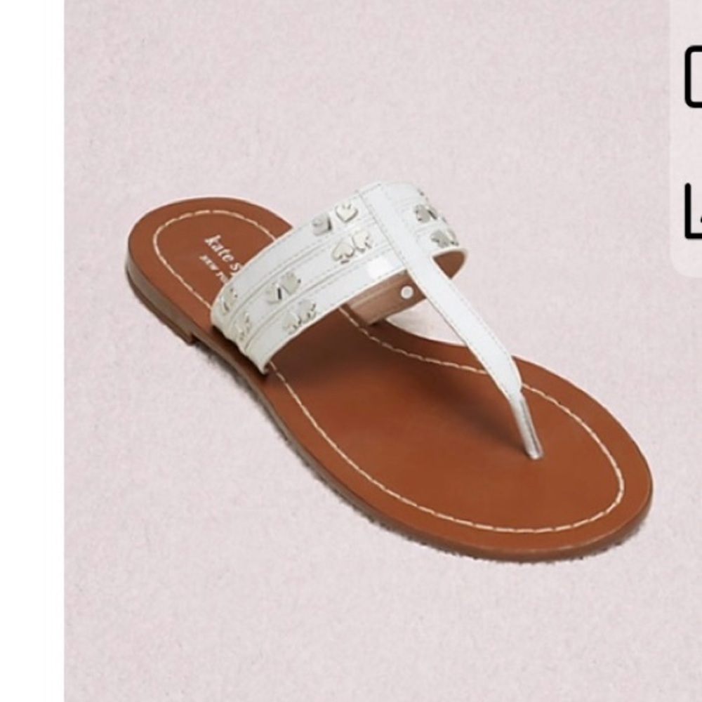 Kate Spade Carol Leather Thong Sandal White Slip On Sandal Womens Size 7